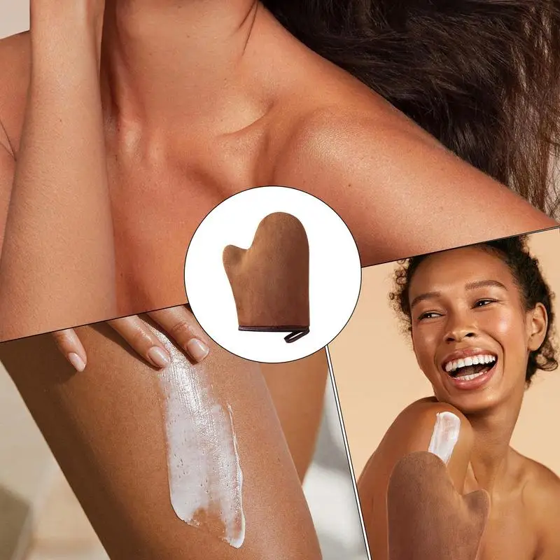 Self-Tanning Glove Body Lotion Mitt Double-Sided Prevents Sticky Hands Applicator Quick Dry Flocking Glove Makeup Applicator - Image 5