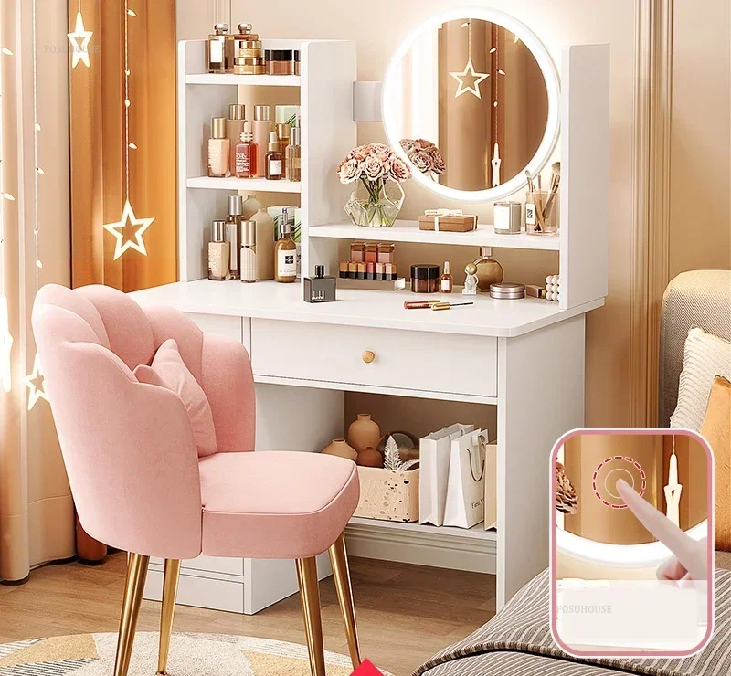 Nordic Artificial Board Dressers for Bedroom Storage with Cabinet Mirror Dressing Table Light Luxury Nordic Dresser for Hotel - Image 14