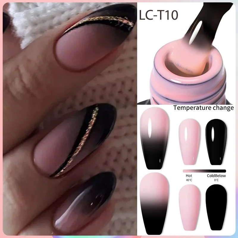 LILYCUTE Thermal Nail Gel Polish Pink Red Dark Purple Gradient Manicure 3 Layers Temperature Color Changing Nail Art Gel Varnish - Image 91