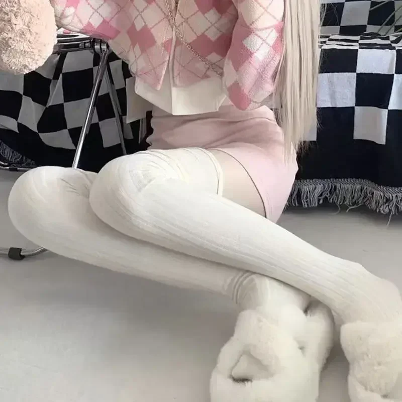 2pairs Women's Knee-length Socks Ladies Thigh-length SocksWarm Knitted Boot Socks Leg Warmers Japan JK Cotton Thigh High Bottoms - Image 2