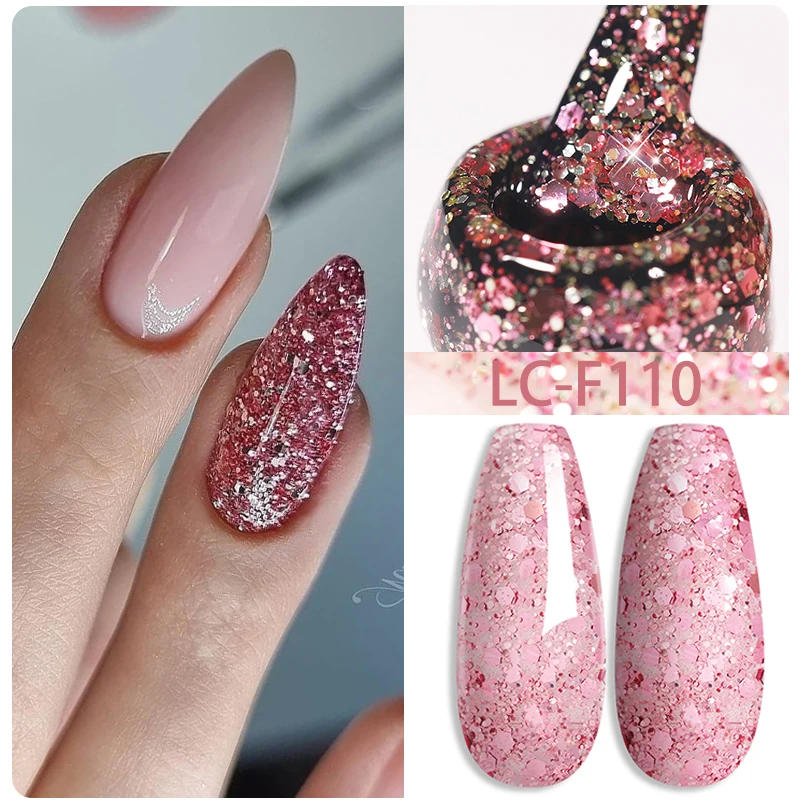 LILYCUTE Thermal Nail Gel Polish 3 Layers Gradient Nude Pink Glitter Temperature Color Changing Semi Permanent Nail Art Varnish - Image 130