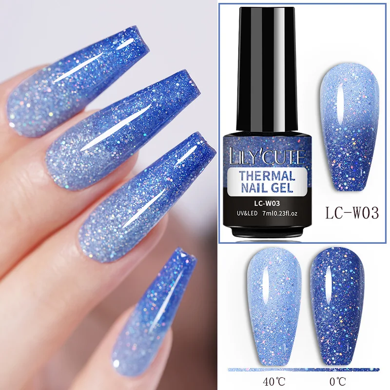 LILYCUTE Thermal Nail Gel Polish Pink Red Dark Purple Gradient Manicure 3 Layers Temperature Color Changing Nail Art Gel Varnish - Image 77