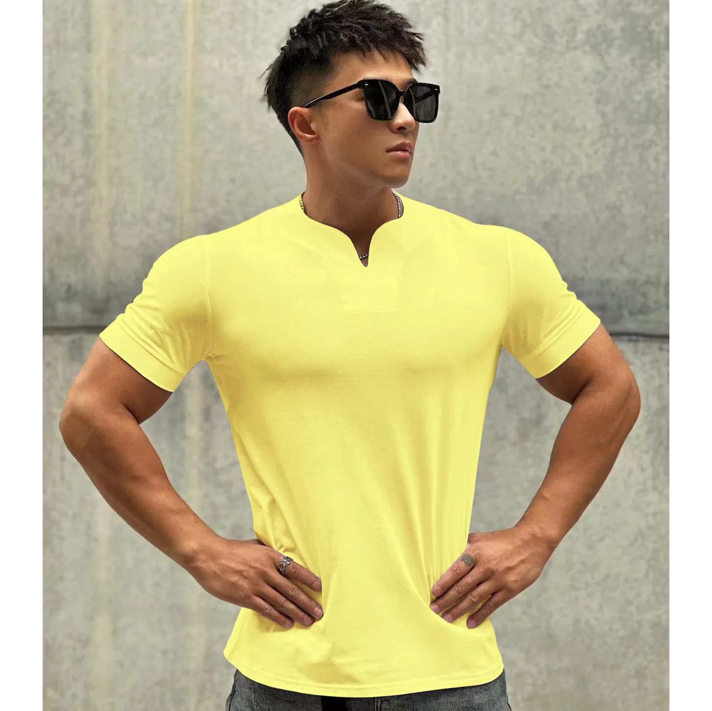 Mens Clothing New Fashion V neck Short Sleeve T Shirt Men Slim Fit T-shirt Men cotton Casual Summer Gym Fitness Tee shirt - Image 11