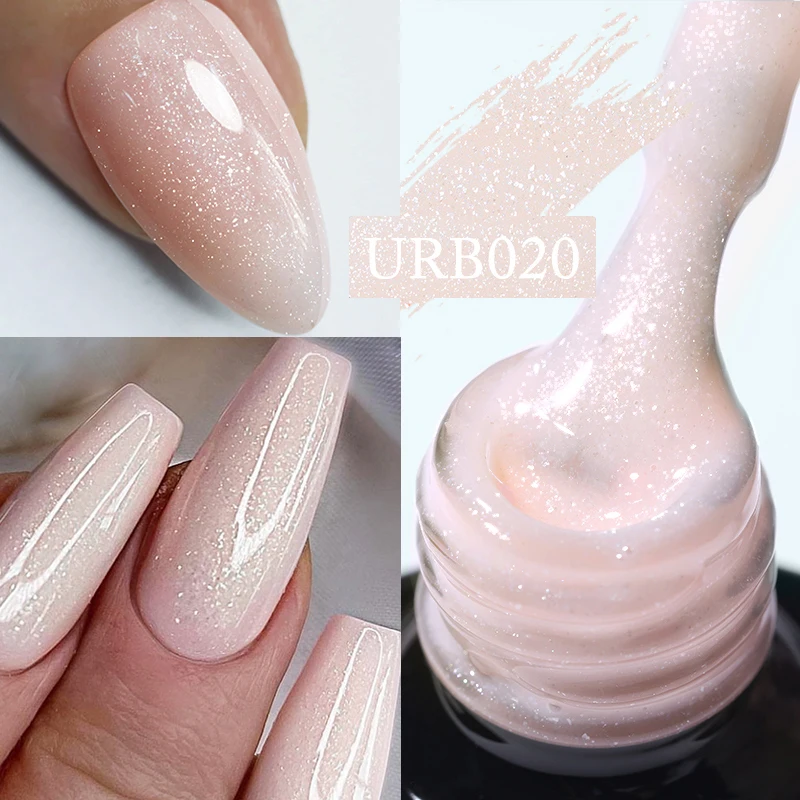 UR SUGAR 7ml Nude Pink Glitter Rubber Base Gel Polish Sparking Sequins Semi Permanent Soak Off Nail Art Varnish All For Manicure - Image 5