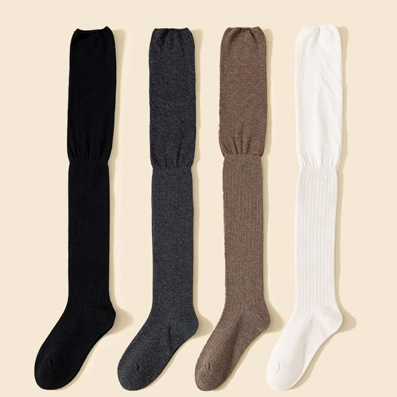 1/3/5Pairs Knee High Socks Thin Long Stacked Socks Women's High Solid Colour Patchwork Socks High Elasticity Stockings - Image 6