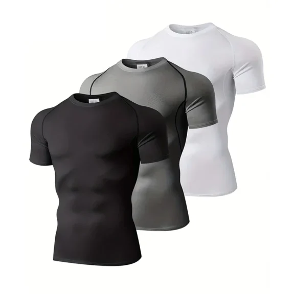 Mens Compression Clothing Summer Tights T Shirt Elastic Quick Dry Sportswear Running T-shirts Sports Tops Tee Gym Workout Shirts