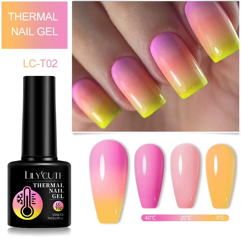 LILYCUTE Thermal Gel Nail Polish Popular In Winter For Manicure Yellow Green Temperature Color-changing Nail Art Gel Varnish - Image 113