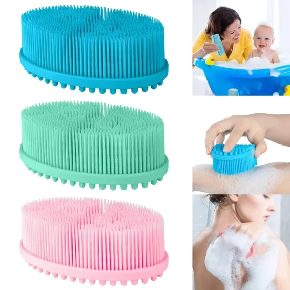 1pc Silicone Body Brush Baby Shower Body Wash Dry Massage SPA Bath Towel for Body Wash Scrubber Brush Back Scrubber Bath Tools
