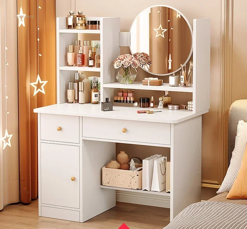Nordic Artificial Board Dressers for Bedroom Storage with Cabinet Mirror Dressing Table Light Luxury Nordic Dresser for Hotel - Image 24