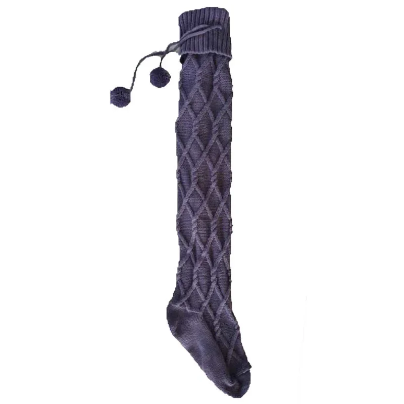Knitted Wool Socks for Women with Hairball Long Tube Knee Stacking Womens Socks - Image 5