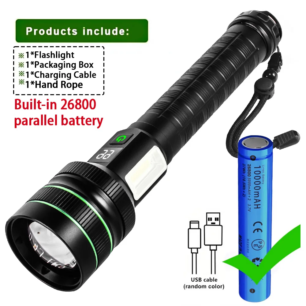 Strong Light Lantern High Power LED Flashlight USB Rechargeable Powerful Tactical Torch Super Long Range Lamp Outdoor Fishing - Image 7