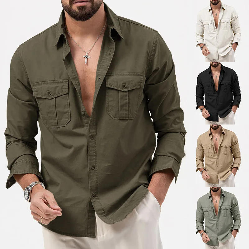 Men Shirt Mens Business Casual Shirts 2020 New Arrival Men Famous Brand Clothing Army Green Long Sleeve Camisa Masculina