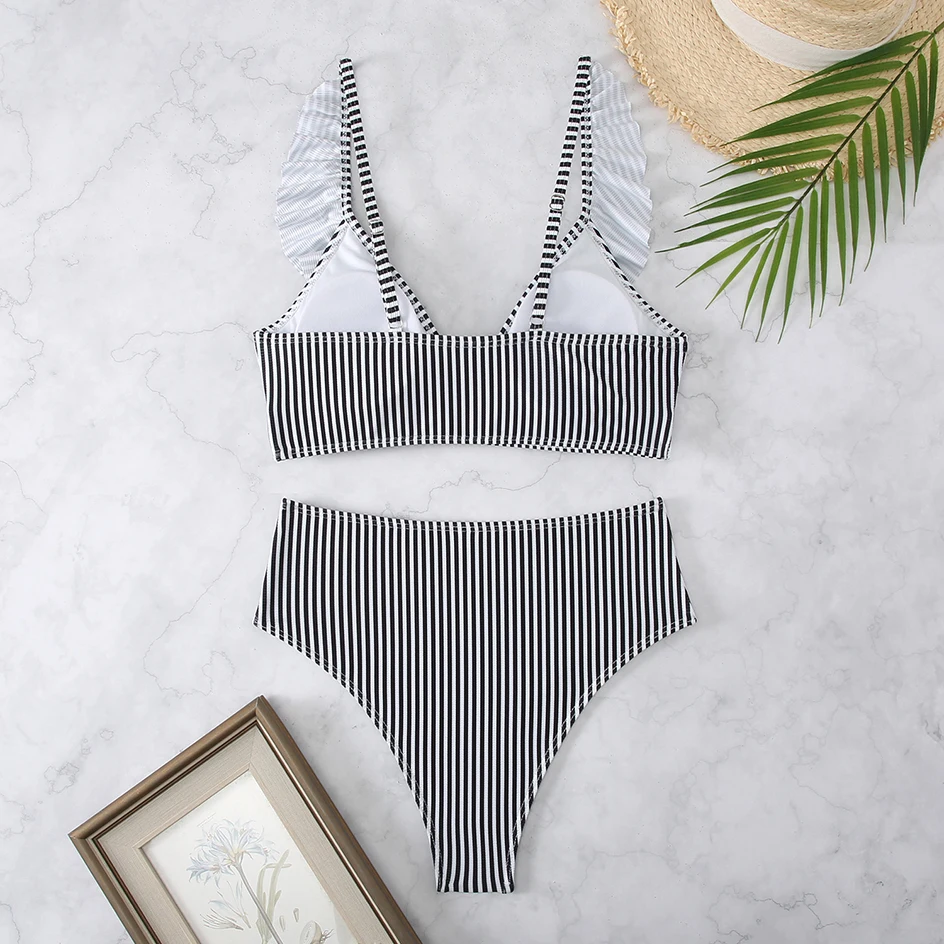 Sexy Striped Ruffle Bikini Swimsuit Women 2025 Two-piece Swimwear High Waisted Bikinis Sets Female Bathing Suit Push Up Monokini (Copy) - Image 35