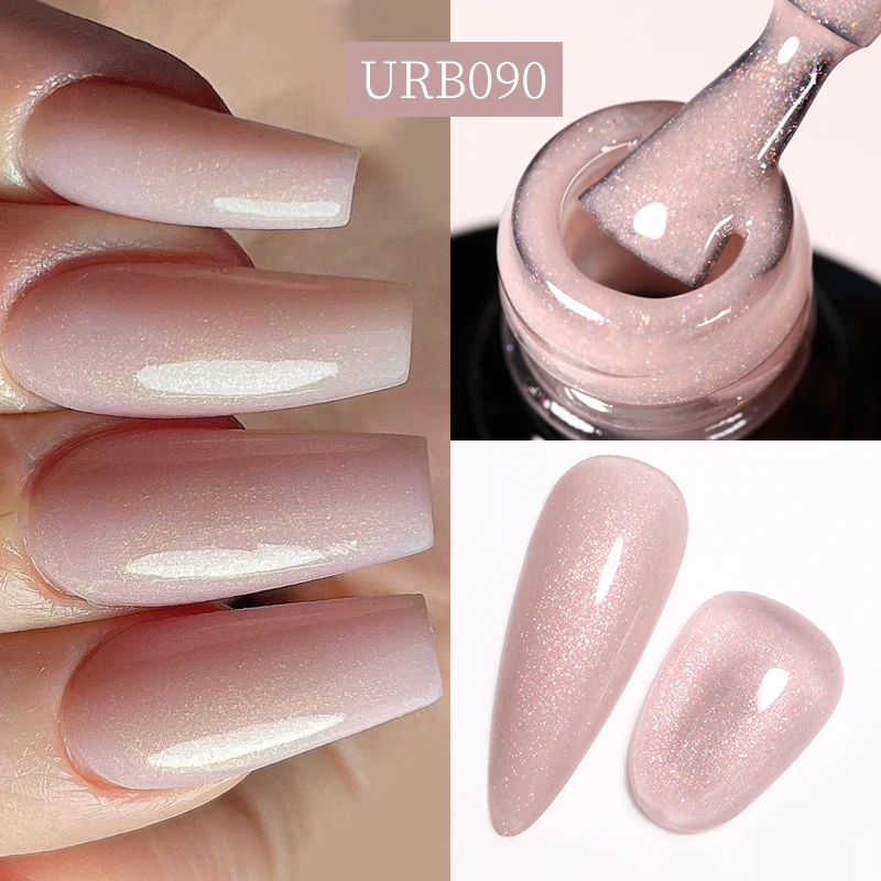 UR SUGAR 7ml Nude Pink Glitter Rubber Base Gel Polish Sparking Sequins Semi Permanent Soak Off Nail Art Varnish All For Manicure - Image 15