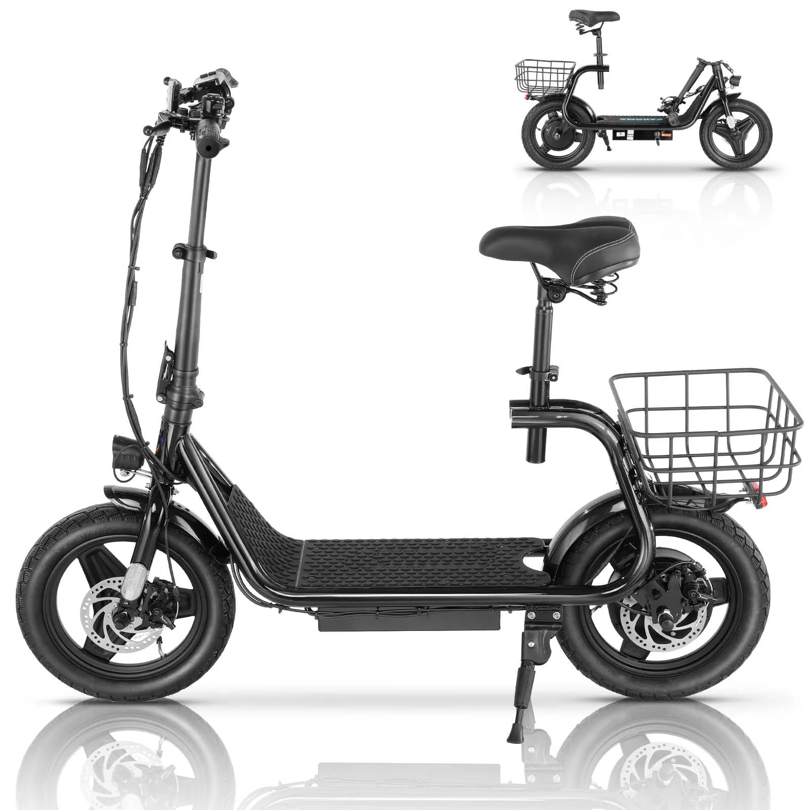 Peak 560W Electric Scooter with Seat 14" Tire, 30 Miles Ranges 20MPH Max Speed, Foldable Electric Scooter for Adults 300 LBS - Image 7