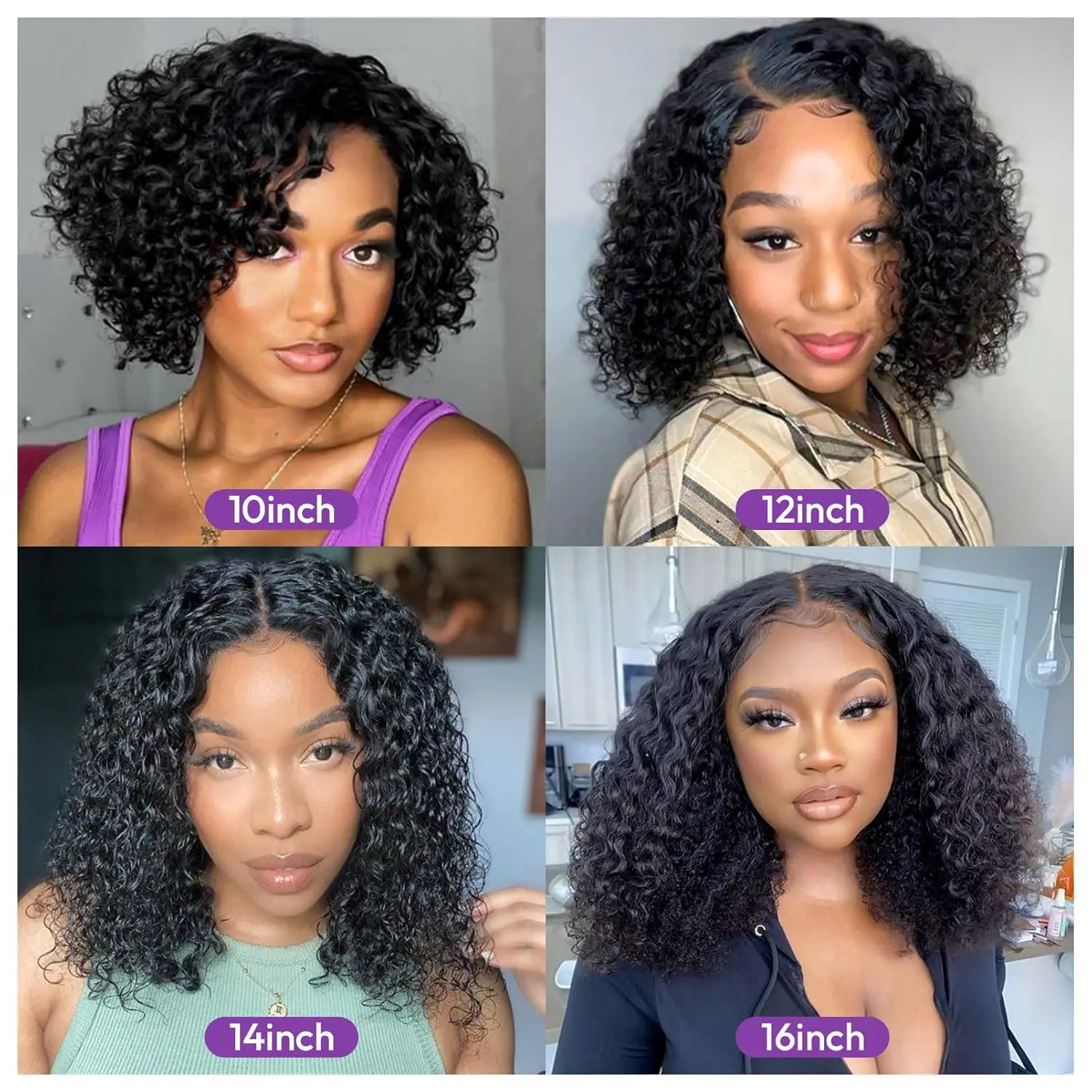 13x4 Short Curly Bob Wig Wet And Wavy Deep Wave Wig 200% Density Lace Front Human Hair Wigs For Women 4x4 Closure Short Bob Wigs - Image 5