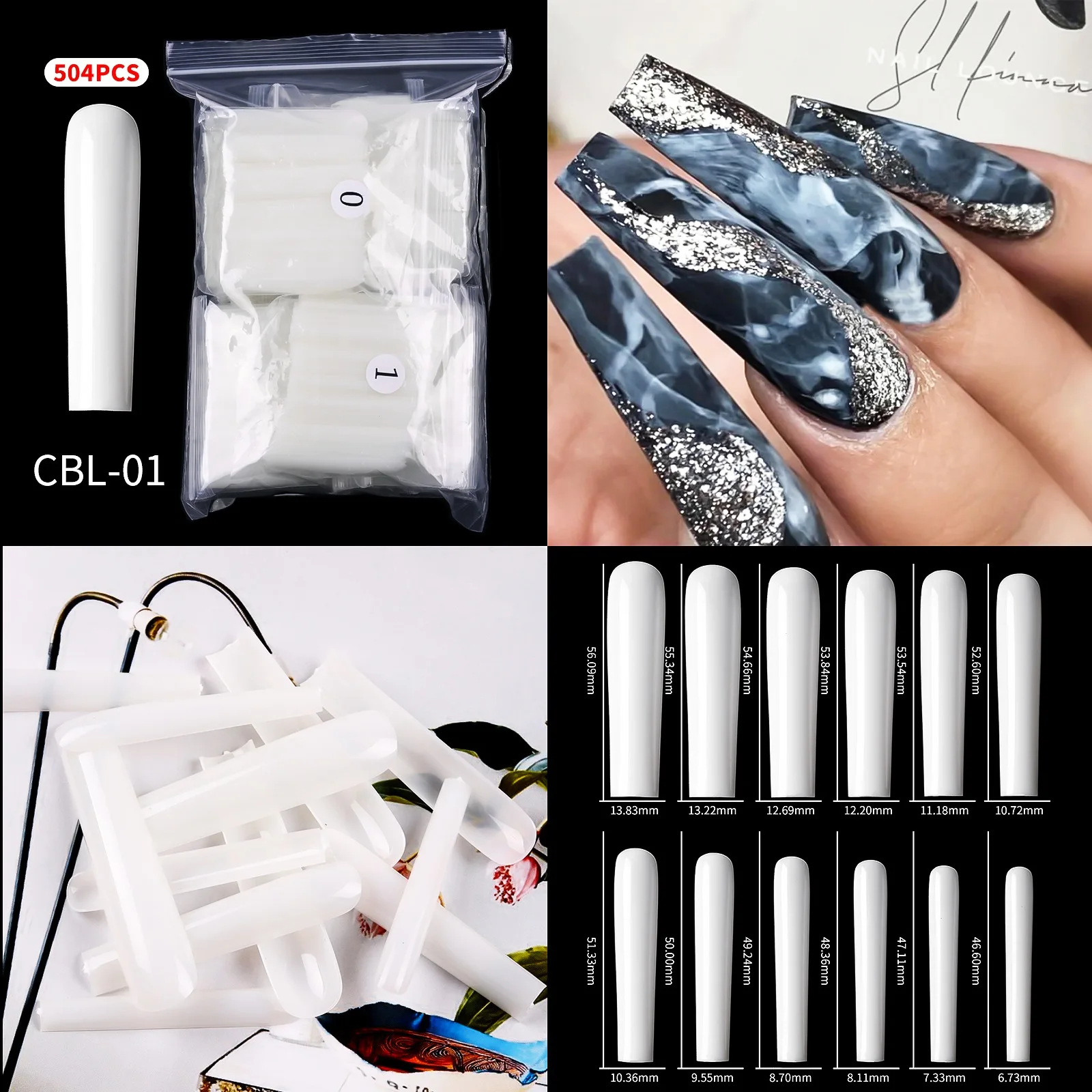500pcs XXL Coffin Nail Tips Square C-curve False French Natural Transparent Fake Nails Acrylic UV Gel Polish Manicure Salon Tool - Image 16