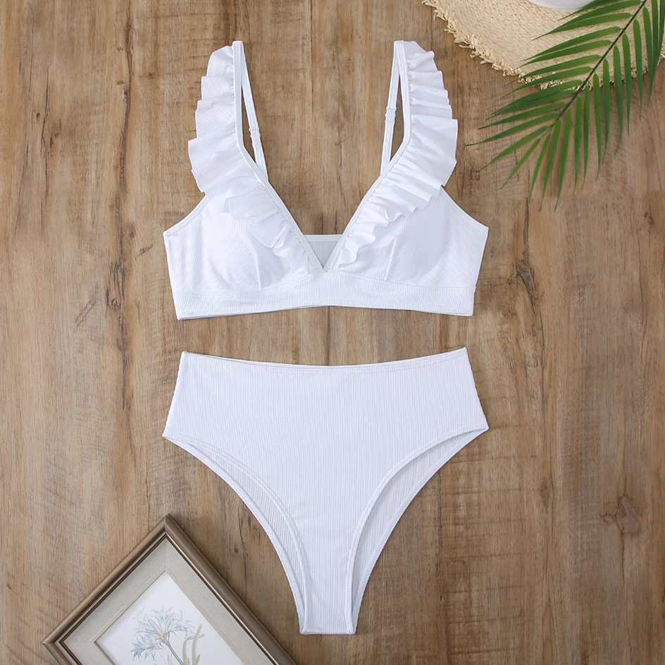 Sexy Striped Ruffle Bikini Swimsuit Women 2025 Two-piece Swimwear High Waisted Bikinis Sets Female Bathing Suit Push Up Monokini (Copy) - Image 26