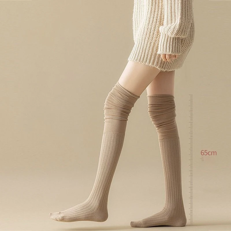 1/3/5Pairs Knee High Socks Thin Long Stacked Socks Women's High Solid Colour Patchwork Socks High Elasticity Stockings - Image 2
