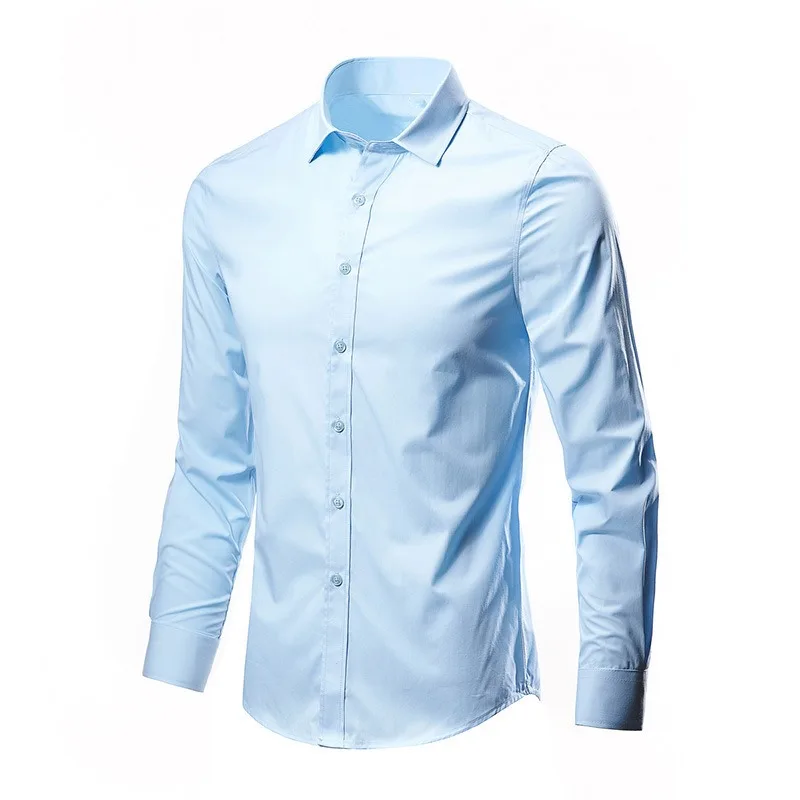 Mens Casual Shirts 2025 Single Breasted Mens Slim Fit Dress Long Sleeve Shirts Soild Male Social Shirts Designer Chemise Homme - Image 2