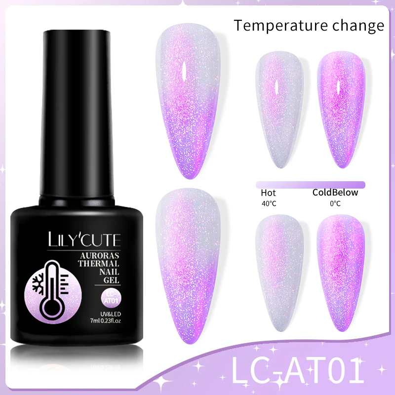 LILYCUTE Thermal Nail Gel Polish 3 Layers Gradient Nude Pink Glitter Temperature Color Changing Semi Permanent Nail Art Varnish - Image 42