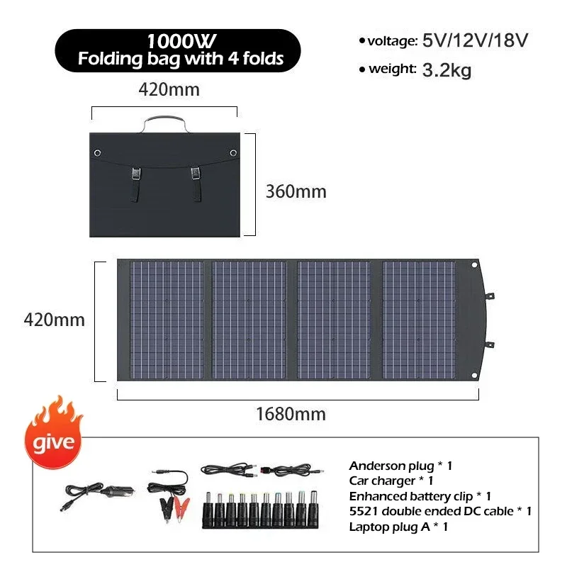 Flexible Foldable Solar Panel High Efficience Travel & Phone & Boat Portable 12V 2000w 1500w 1000w 500w Solar Panel Kit - Image 10