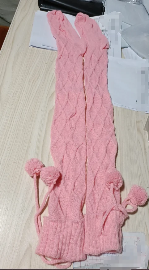 Knitted Wool Socks for Women with Hairball Long Tube Knee Stacking Womens Socks - Image 7