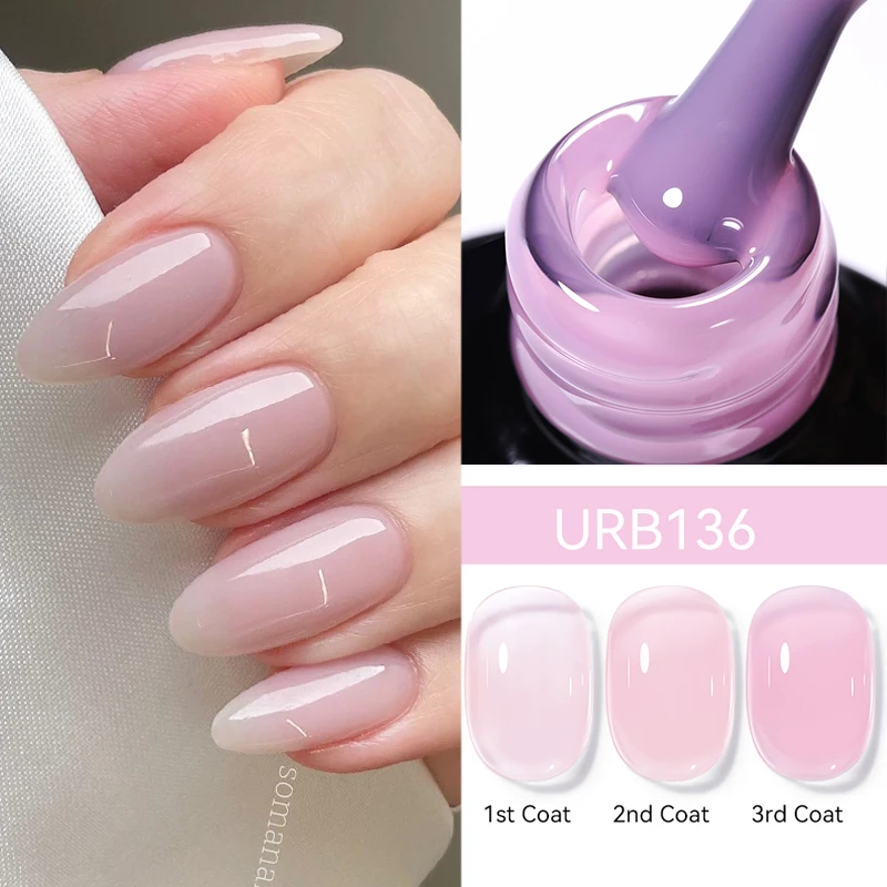 UR SUGAR 7ml Nude Pink Glitter Rubber Base Gel Polish Sparking Sequins Semi Permanent Soak Off Nail Art Varnish All For Manicure - Image 43