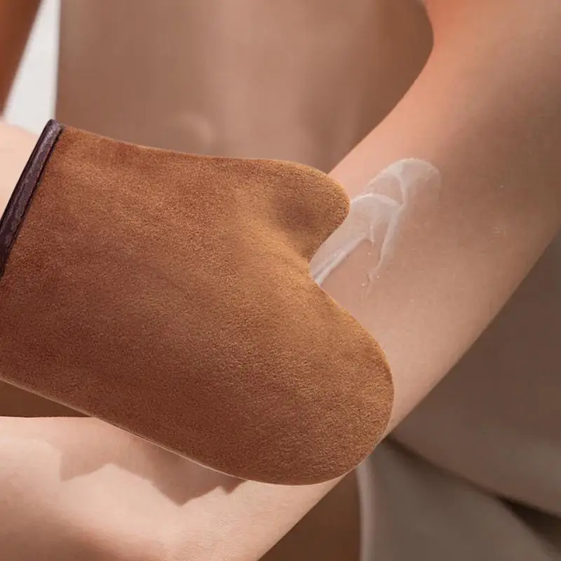Self-Tanning Glove Body Lotion Mitt Double-Sided Prevents Sticky Hands Applicator Quick Dry Flocking Glove Makeup Applicator - Image 4