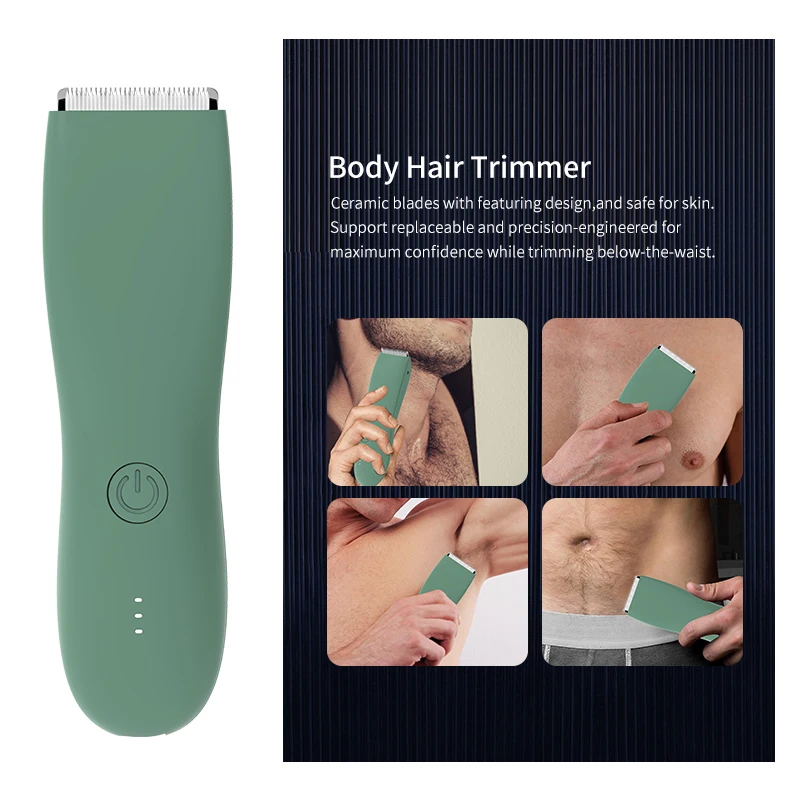 Body Hair Trimmer Shaver for Men Trimmer for Groin Pubic Replaceable Ceramic Blade Groomer Electric Razor Waterproof Clipper - Image 2