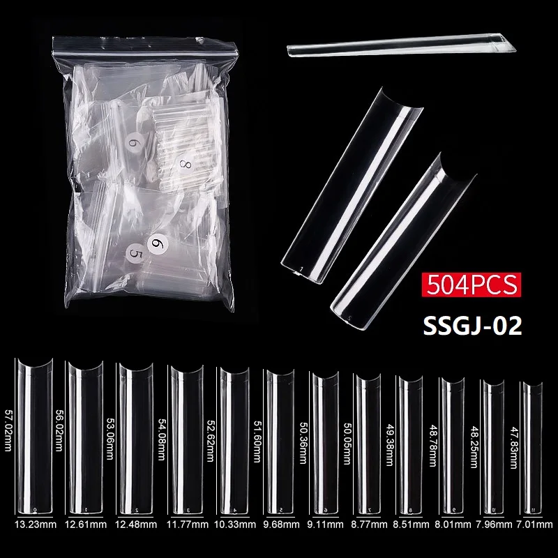 500pcs XXL Coffin Nail Tips Square C-curve False French Natural Transparent Fake Nails Acrylic UV Gel Polish Manicure Salon Tool - Image 7