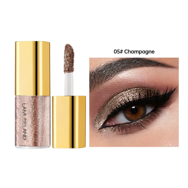 8 Colors Pearlescent Liquid Eyeshadow Fine Shimmer Highlight Glitter Eye Shadow High Shine Long-Lasting & Smudge-Proof Makeup - Image 11