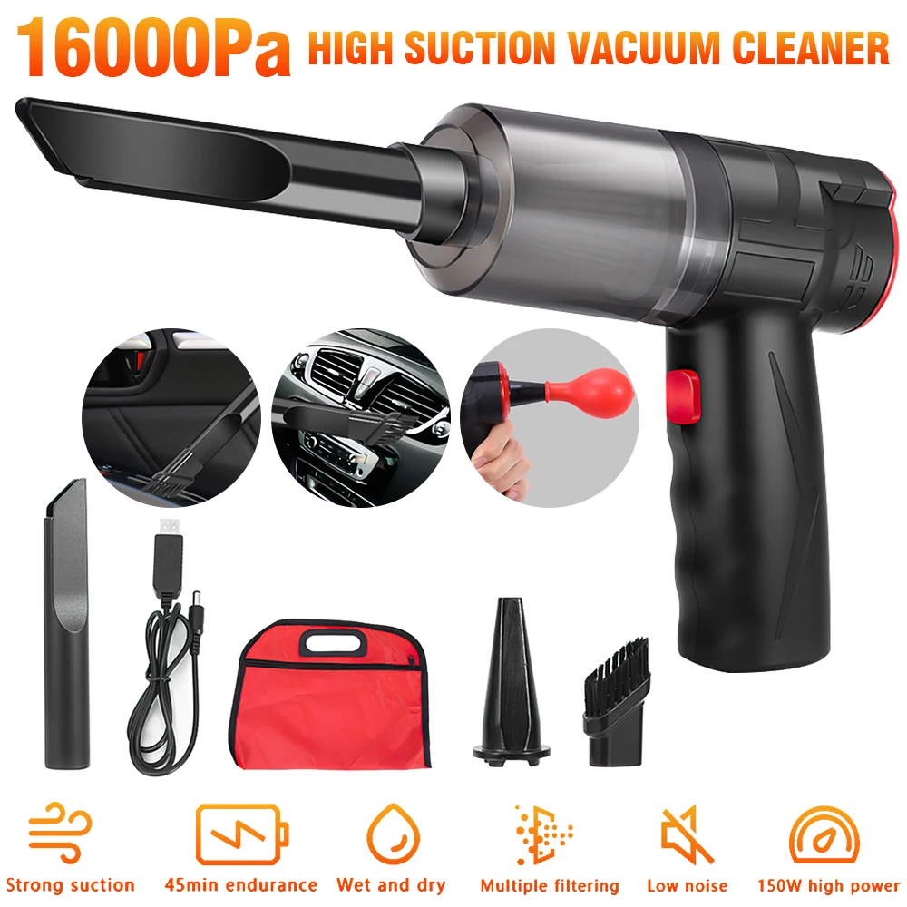16000PA 150W Wireless Car Vacuum Cleaner Handheld USB Charging Power Suction Air Blower Cordless Car Vacuum Auto Duster for Home - Image 3