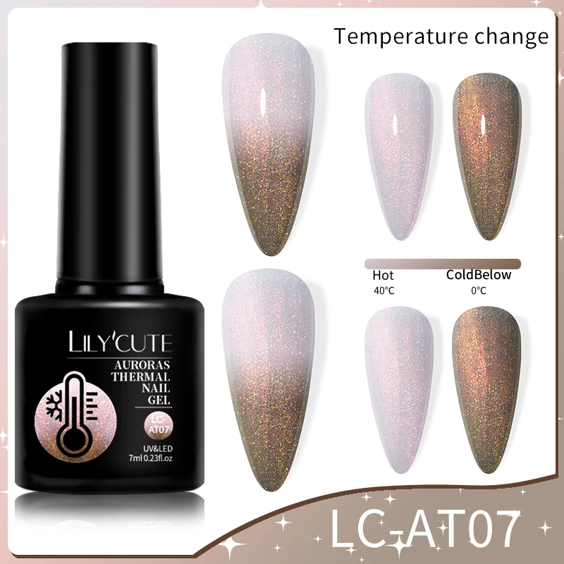 LILYCUTE Thermal Nail Gel Polish 3 Layers Gradient Nude Pink Glitter Temperature Color Changing Semi Permanent Nail Art Varnish - Image 40