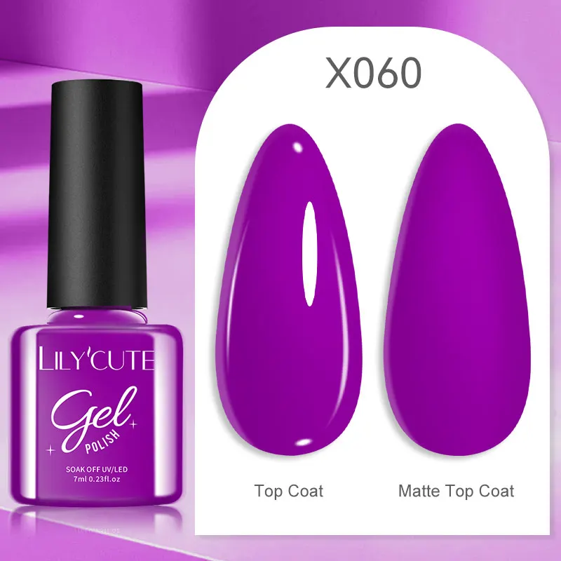 LILYCUTE 7ml UV Nail Gel Polish Autumn Winter Color Semi Permanent Matte Top Coat Needed Soak Off UV LED Nail Art Gel Varnish - Image 36