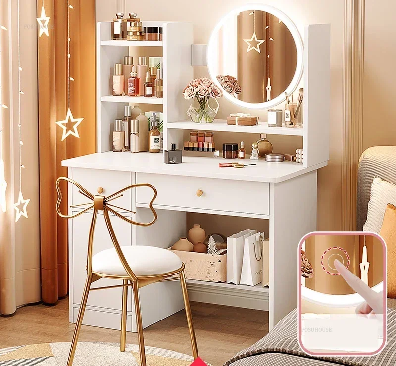 Nordic Artificial Board Dressers for Bedroom Storage with Cabinet Mirror Dressing Table Light Luxury Nordic Dresser for Hotel - Image 8