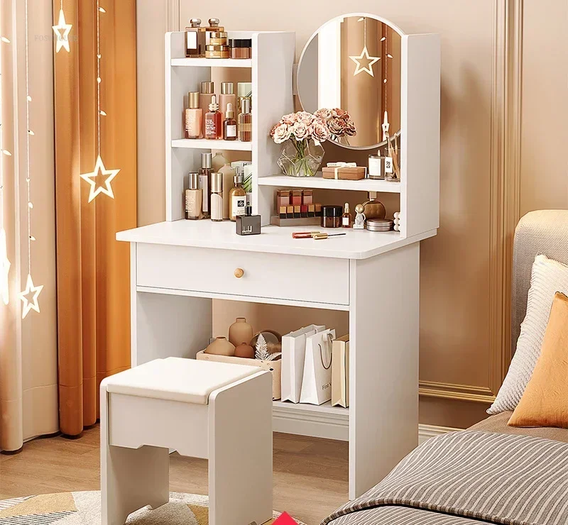 Nordic Artificial Board Dressers for Bedroom Storage with Cabinet Mirror Dressing Table Light Luxury Nordic Dresser for Hotel - Image 16