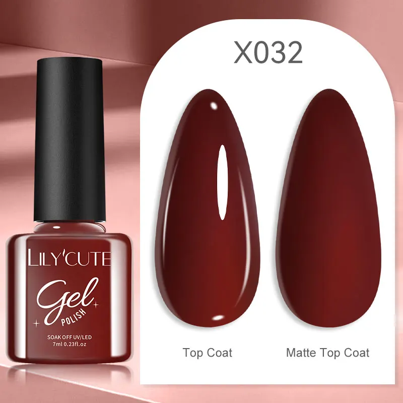 LILYCUTE 7ml UV Nail Gel Polish Autumn Winter Color Semi Permanent Matte Top Coat Needed Soak Off UV LED Nail Art Gel Varnish - Image 107