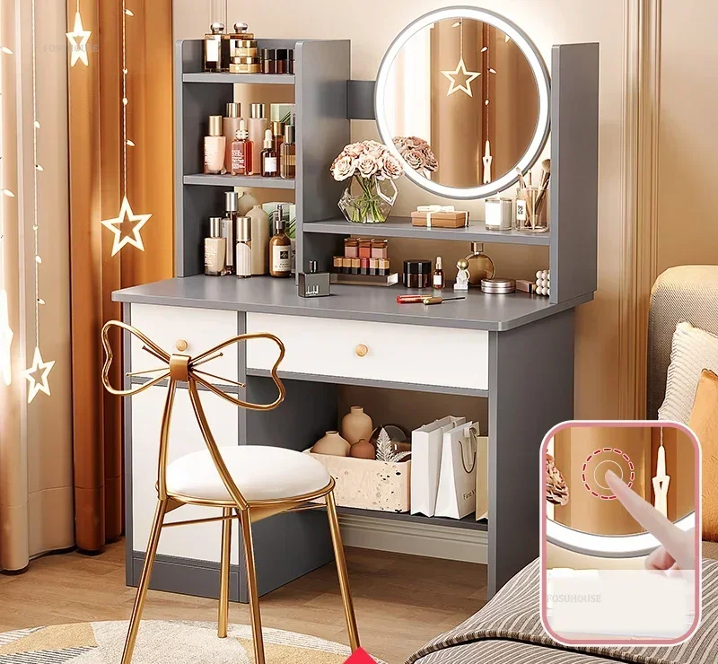 Nordic Artificial Board Dressers for Bedroom Storage with Cabinet Mirror Dressing Table Light Luxury Nordic Dresser for Hotel - Image 11
