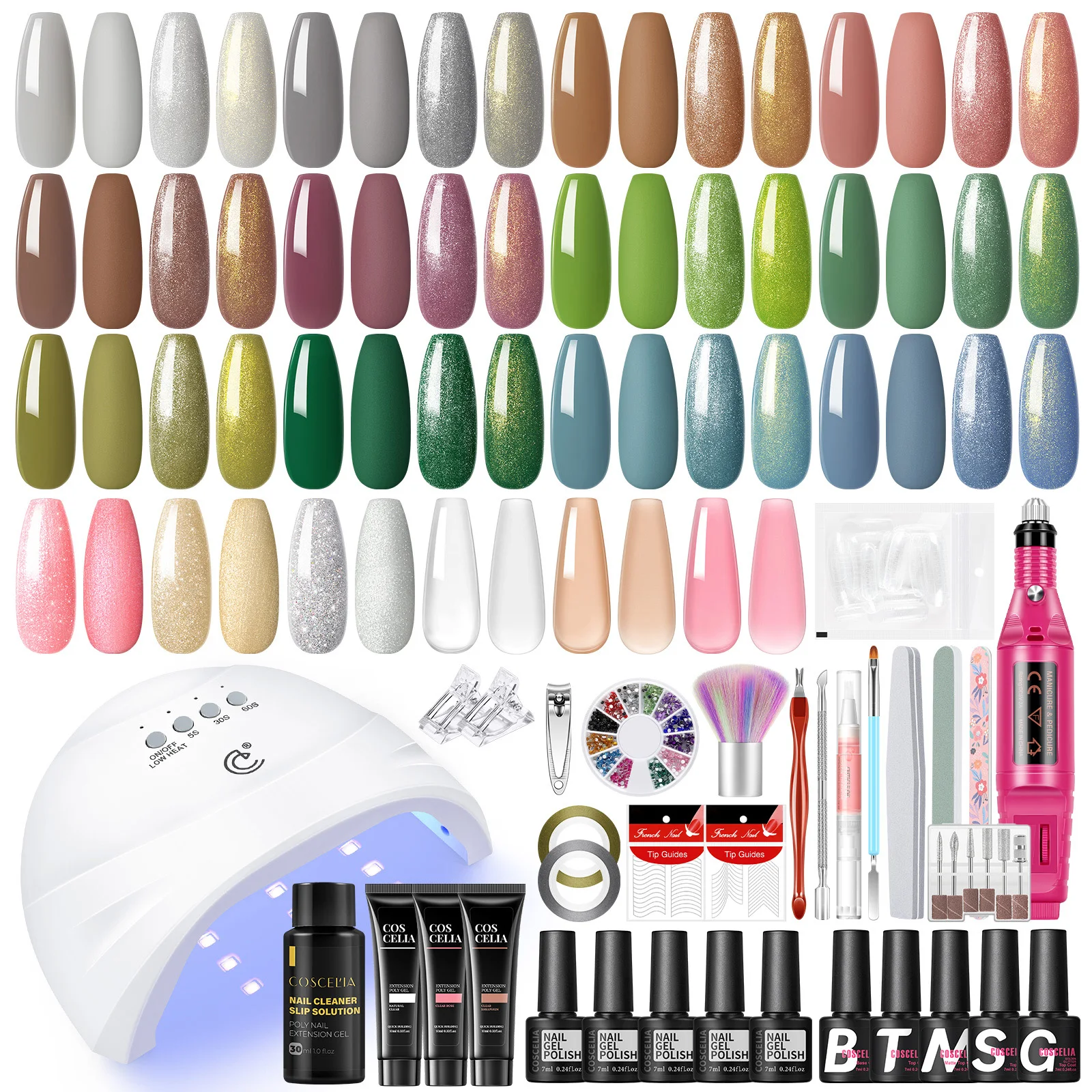 Coscelia Nail Starter Kit with 15PCS Nail Gel Polish and 3PCS Poly Extension Gel Nail Drill Machine Base Top Coat Nail Tools - Image 7