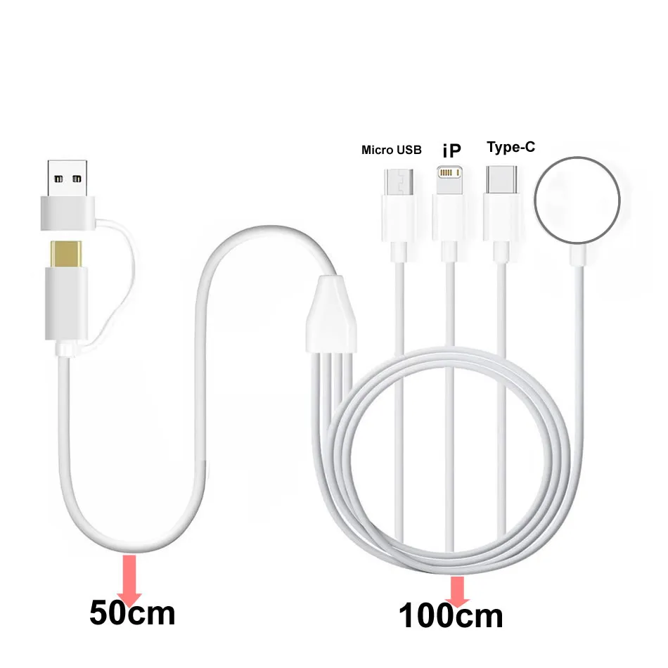 6 in 1 Watch & Phone Charger Cable for Iwatch 9 8 7 6 5 4 Ultra Airpods All in 1 Cable for IPhone 15 14 13 Pro Max Type-C & More - Image 7