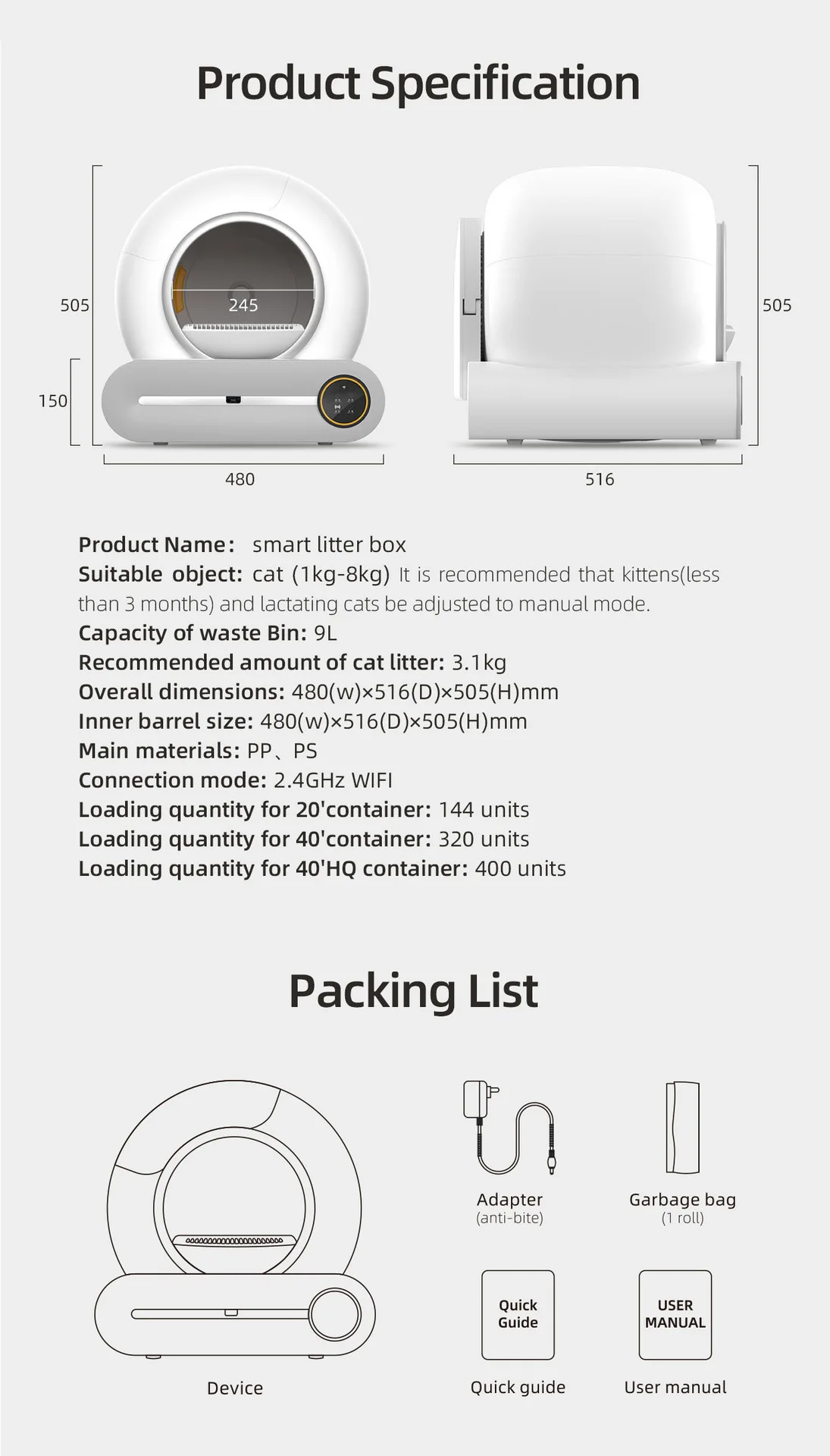 Tonepie 65L Automatic Smart Cat Litter Box Self Cleaning Fully Enclosed Cat Litter Box Pet Toilet Litter Tray English versions - Image 17