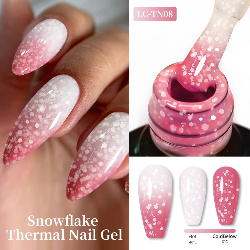 LILYCUTE Thermal Nail Gel Polish 3 Layers Gradient Nude Pink Glitter Temperature Color Changing Semi Permanent Nail Art Varnish - Image 49