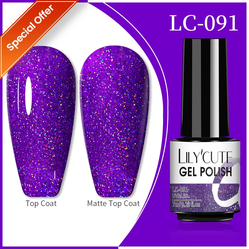 LILYCUTE 7ml UV Nail Gel Polish Autumn Winter Color Semi Permanent Matte Top Coat Needed Soak Off UV LED Nail Art Gel Varnish - Image 99