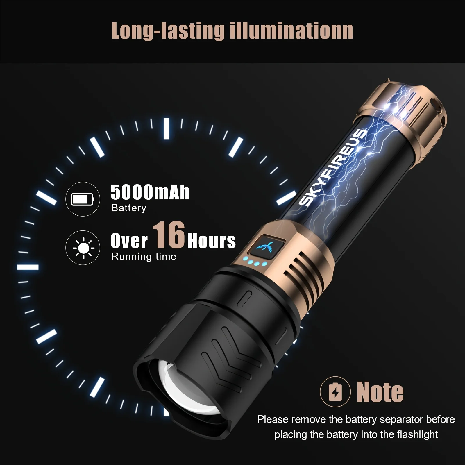 Led Flashlight High Lumens Super Bright Rechargeable Flashlight With Ignition Lens Zoomable For Camping Essentials Outdoor Home - Image 5
