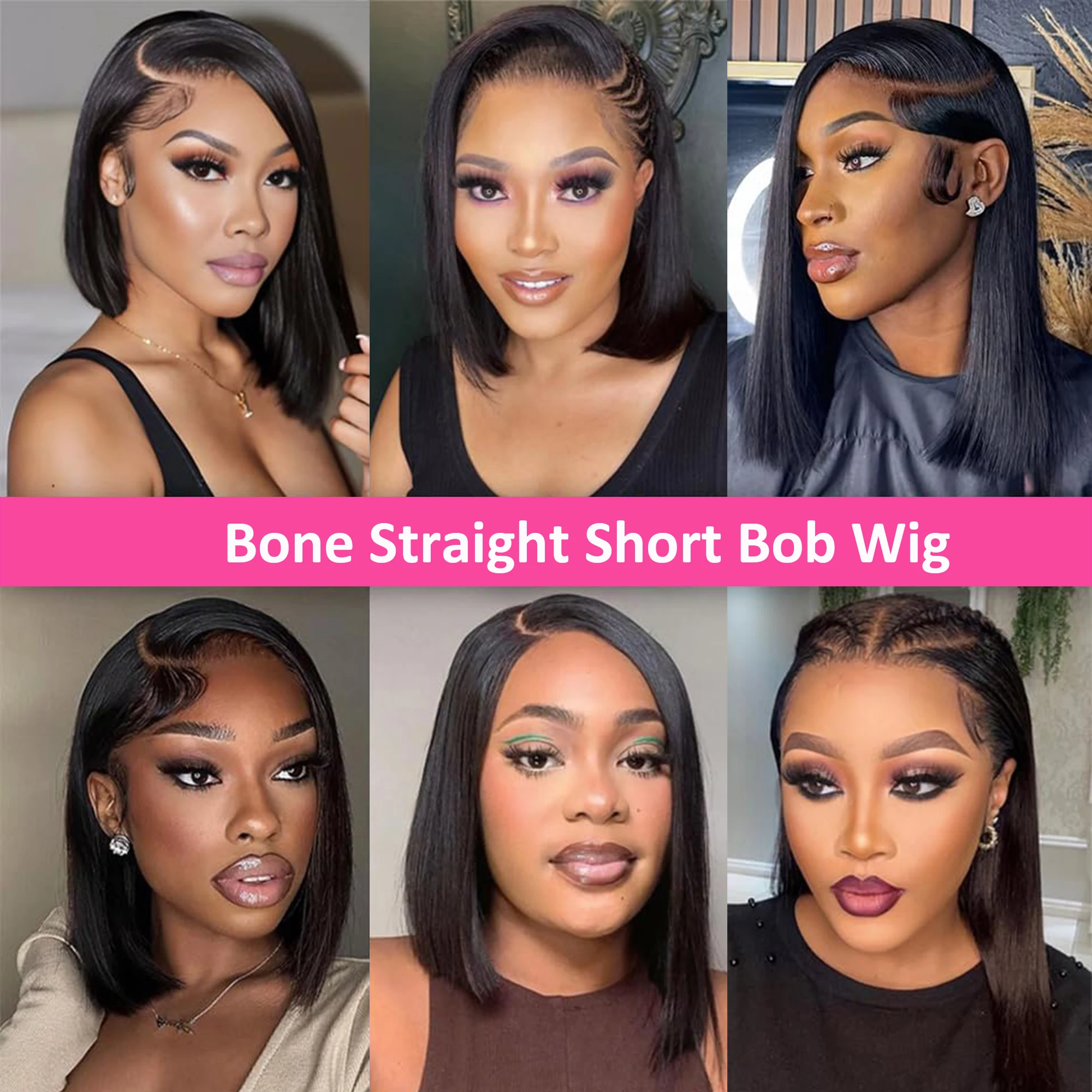 Straight Bob Wig Human Hair 200 Density Transparent 13x4 Lace Frontal Human Hair Wigs For Women Natural Color 100% Peruvian Hair - Image 5