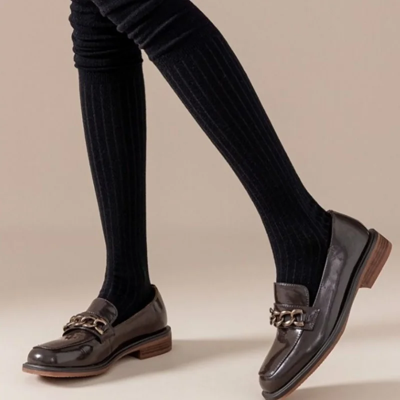 1/3/5Pairs Knee High Socks Thin Long Stacked Socks Women's High Solid Colour Patchwork Socks High Elasticity Stockings - Image 5