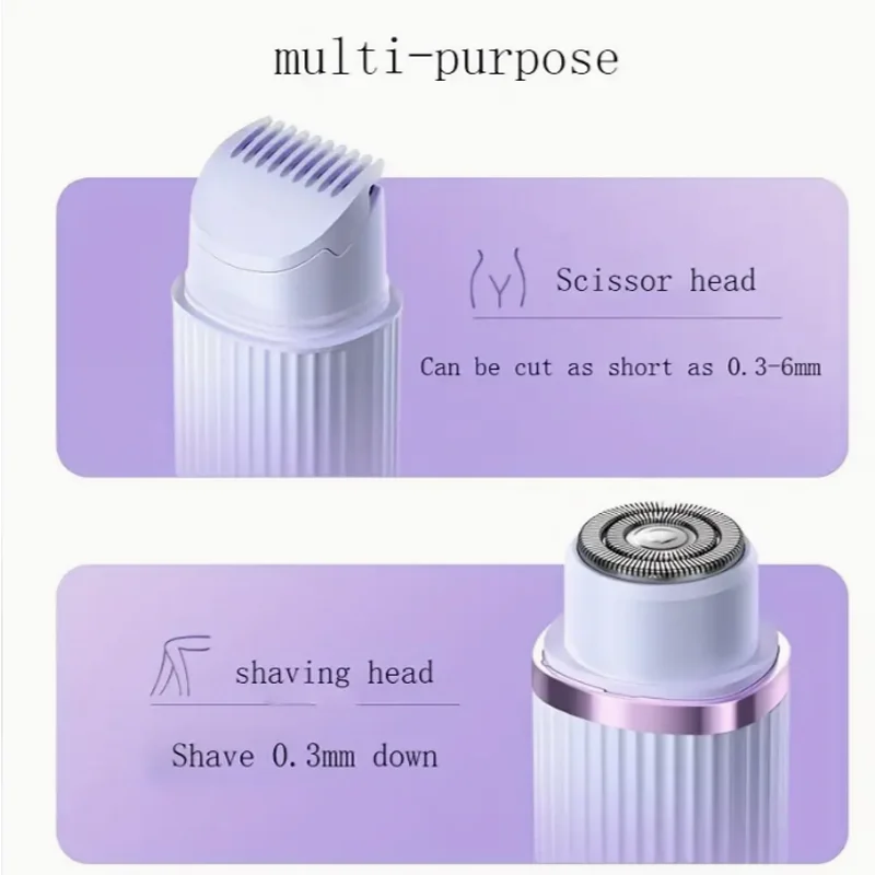 Electric Shaver for Women Waterproof Wet & Dry Hair Razors 2 in 1 Double Head Dual Bikini Hair Trimmer Detachable Head Shaver - Image 5