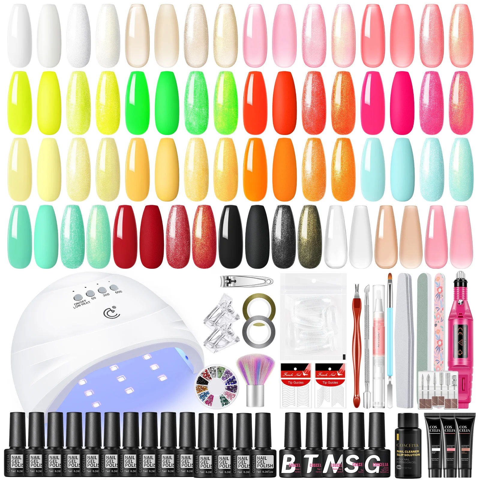 Coscelia Nail Starter Kit with 15PCS Nail Gel Polish and 3PCS Poly Extension Gel Nail Drill Machine Base Top Coat Nail Tools - Image 8