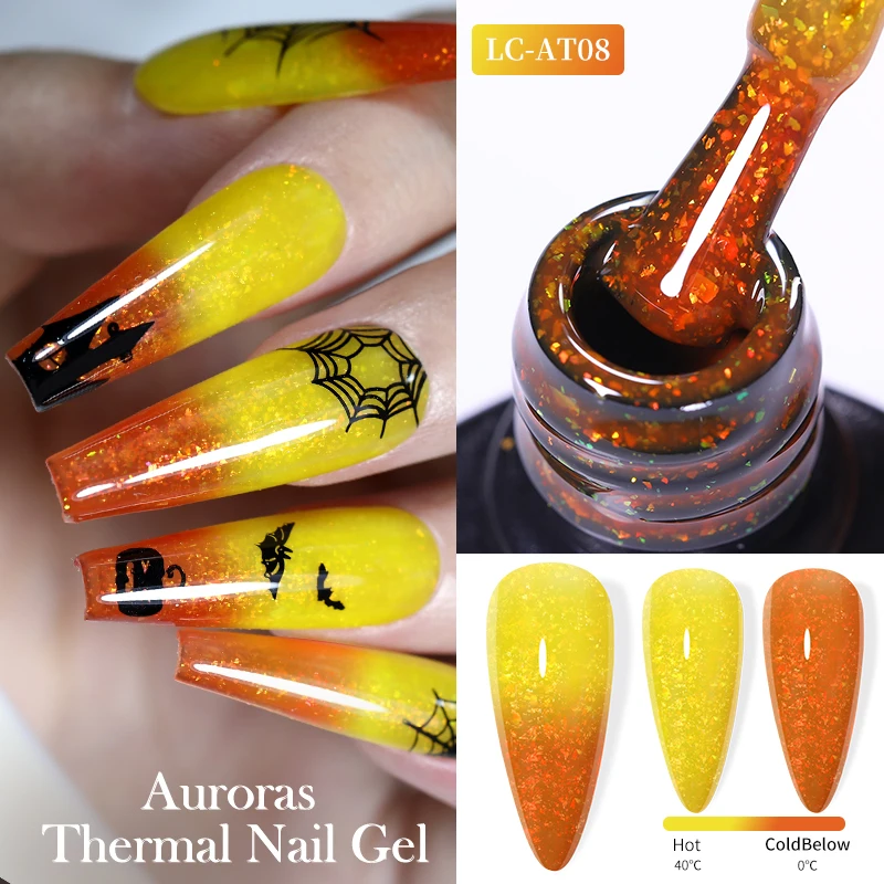 LILYCUTE Thermal Nail Gel Polish Pink Red Dark Purple Gradient Manicure 3 Layers Temperature Color Changing Nail Art Gel Varnish - Image 123